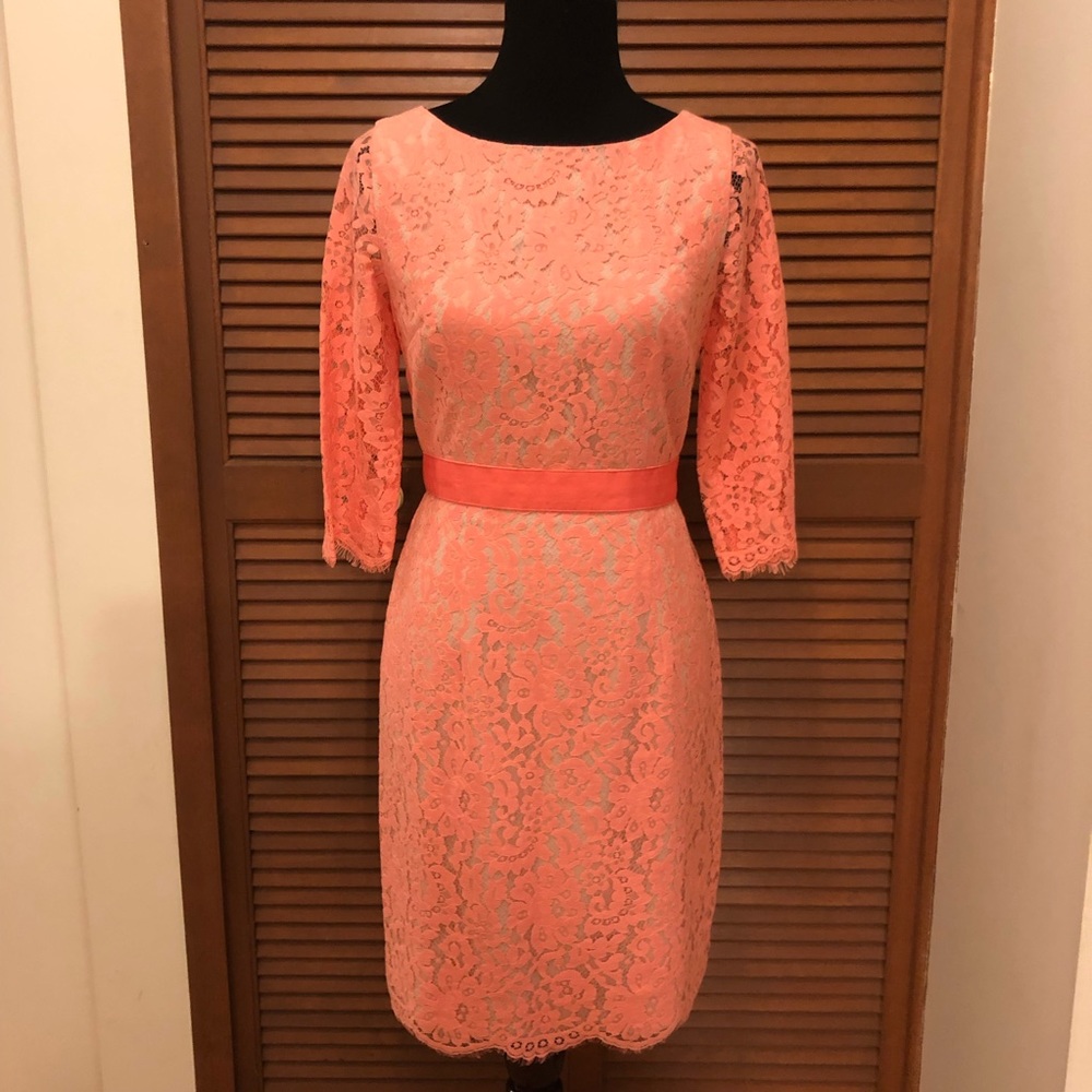Eliza J peach lace dress 8